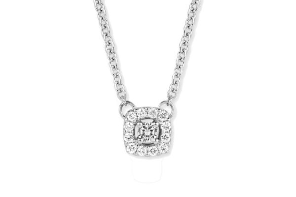 One More witgouden collier met vierkante diamanthanger