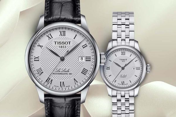 Twee Tissot Le Locle horloges met stalen band en leren band