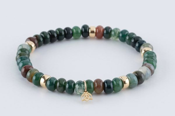 Y&G armband met groene moss agaat kralen en goud