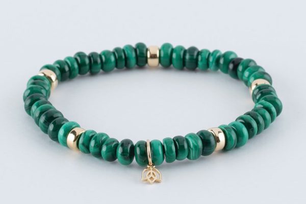 Y&G armband met groene malachiet kralen en goud