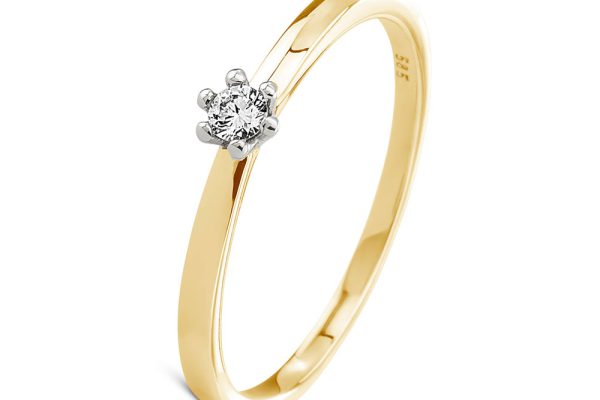 Geelgouden solitair ring met diamant