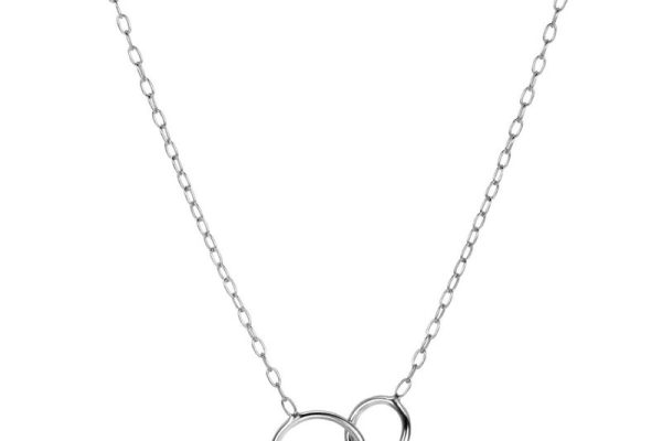 Zilveren Zinzi collier met twee in elkaar grijpende ringen