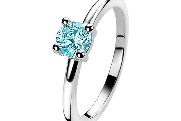 Zilveren Zinzi ring met lichtblauwe steen